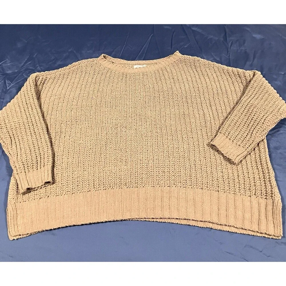 American Eagle Sweater Womens Sz Large Chunky Knit Oversized Pullover Brown Boho - Picture 6 of 9